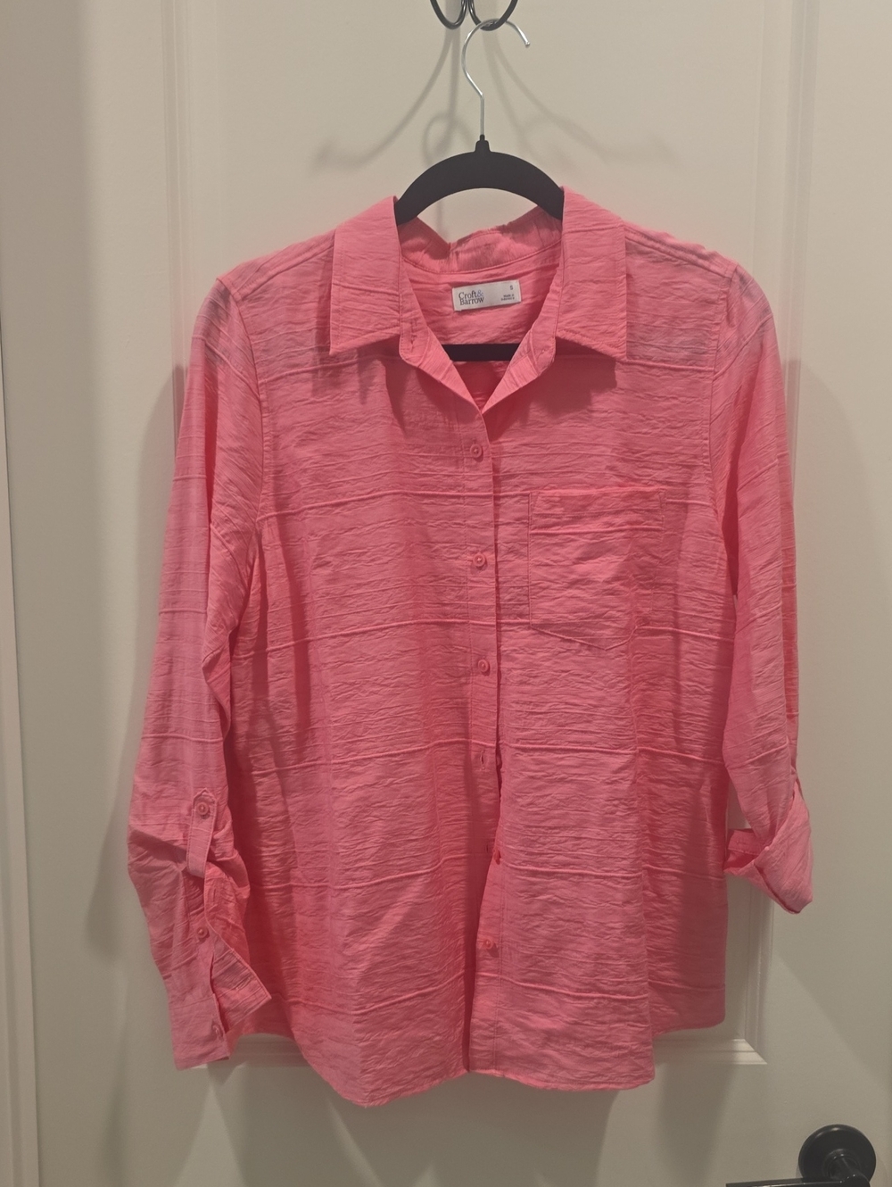 croft & barrow Pink Button-Up Blouse
